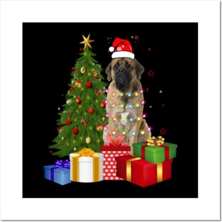 Mastiff Christmas Dog Shirt With Santa Hat Christmas Funny Gift Posters and Art